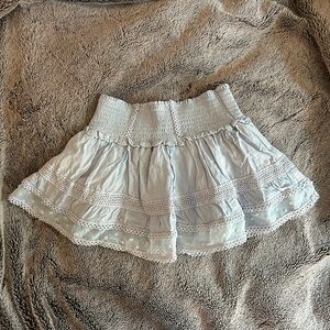 Light blue mini skirt with stretchy waistband